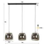 Pendant lamp Drift Glass smoke grey glass - 3-light, 145 cm wide