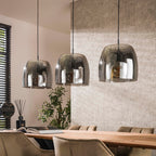 Pendant lamp Drift Glass smoke grey glass - 3-light, 145 cm wide