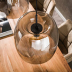 Pendant lamp Drift Glass smoke grey glass - 3-light, 145 cm wide
