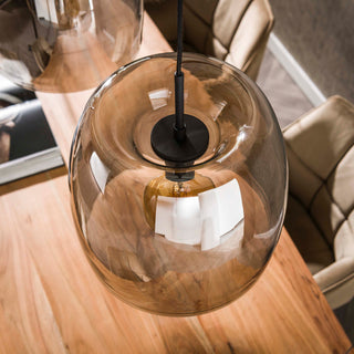 Pendant lamp Drift Glass smoke grey glass - 3-light, 145 cm wide