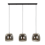 Pendant lamp Drift Glass smoke grey glass - 3-light, 145 cm wide