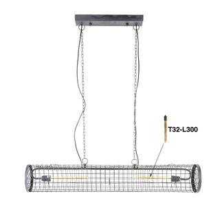Suspension Cylinder Wire gris ardoise - 2 lumières, largeur 121 cm