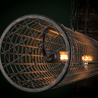 Suspension Cylinder Wire gris ardoise - 2 lumières, largeur 121 cm