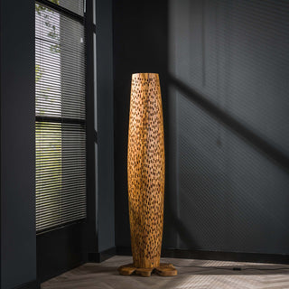 Vloerlamp Bars M massief teakhout - 3-lichts, 145 cm hoog