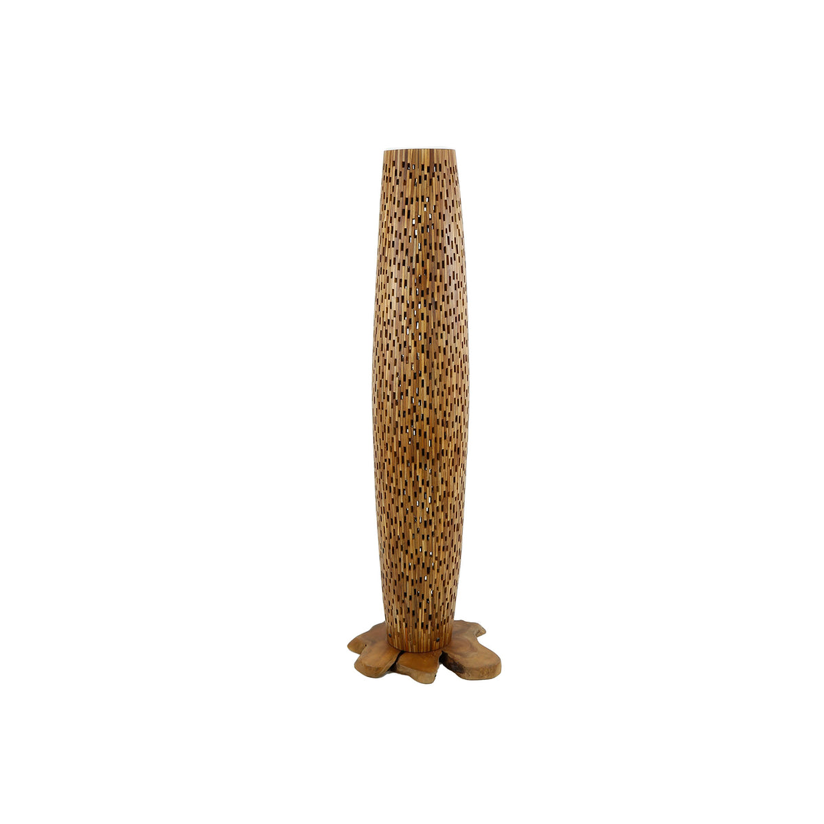 Vloerlamp Bars M massief teakhout - 3-lichts, 145 cm hoog