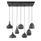 Pendant lamp Punch black brown - 4+3-light, 100 cm wide