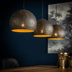 Hanglamp Punch Orb zwart bruin - 3-lichts, 110 cm breed