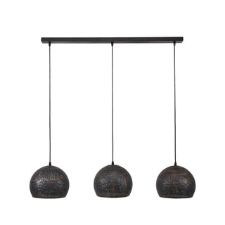 Hanglamp Punch Orb zwart bruin - 3-lichts, 110 cm breed
