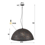 Hanglamp Punch zwart bruin - 1-lichts, diameter 70 cm