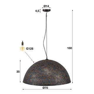 Hanglamp Punch zwart bruin - 1-lichts, diameter 70 cm