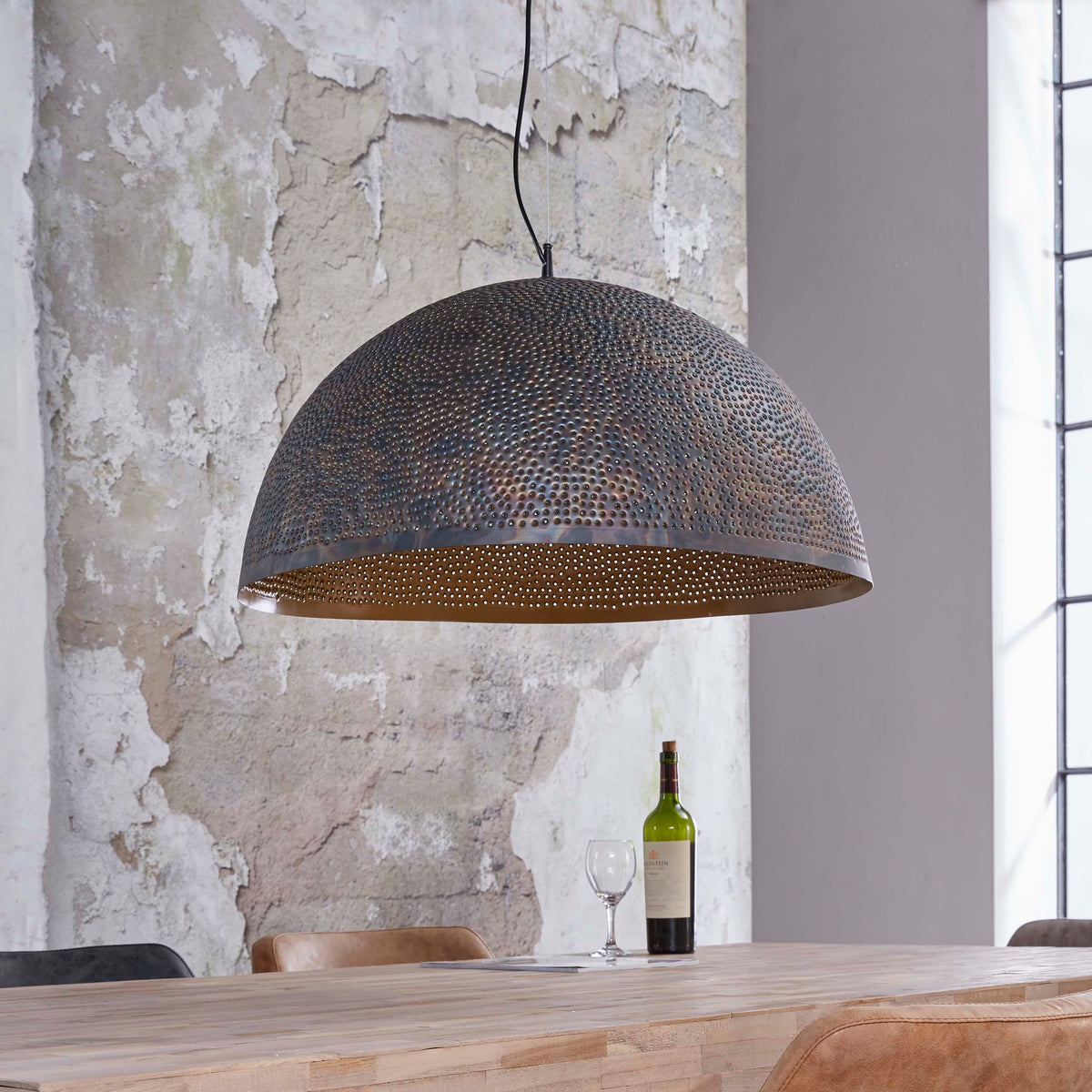 Pendant lamp Punch black brown - 1-light, diameter 70 cm