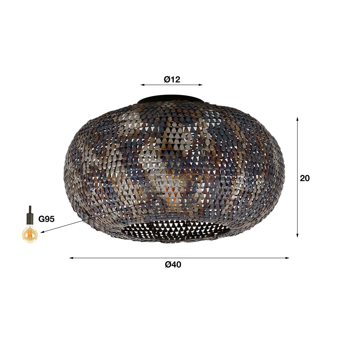 Ceiling lamp Armor black brown - 1-light, diameter 40 cm