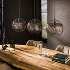 Pendant lamp Armor Open black brown - 3-light, 110 cm wide
