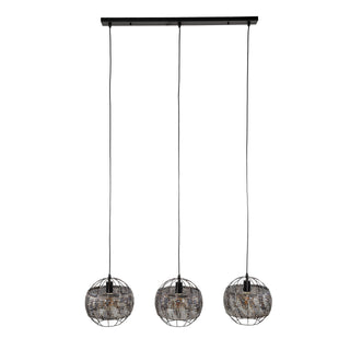 Pendant lamp Armor Open black brown - 3-light, 110 cm wide
