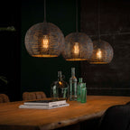 Hanglamp Armor Orb zwart bruin - 3-lichts, 128 cm breed