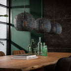 Hanglamp Armor Orb zwart bruin - 3-lichts, 128 cm breed
