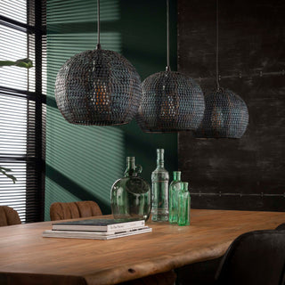 Hanglamp Armor Orb zwart bruin - 3-lichts, 128 cm breed