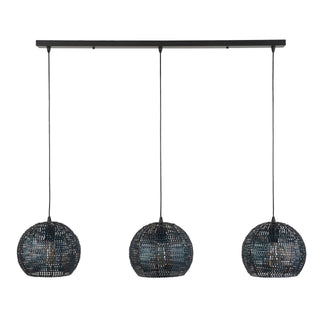 Hanglamp Armor Orb zwart bruin - 3-lichts, 128 cm breed