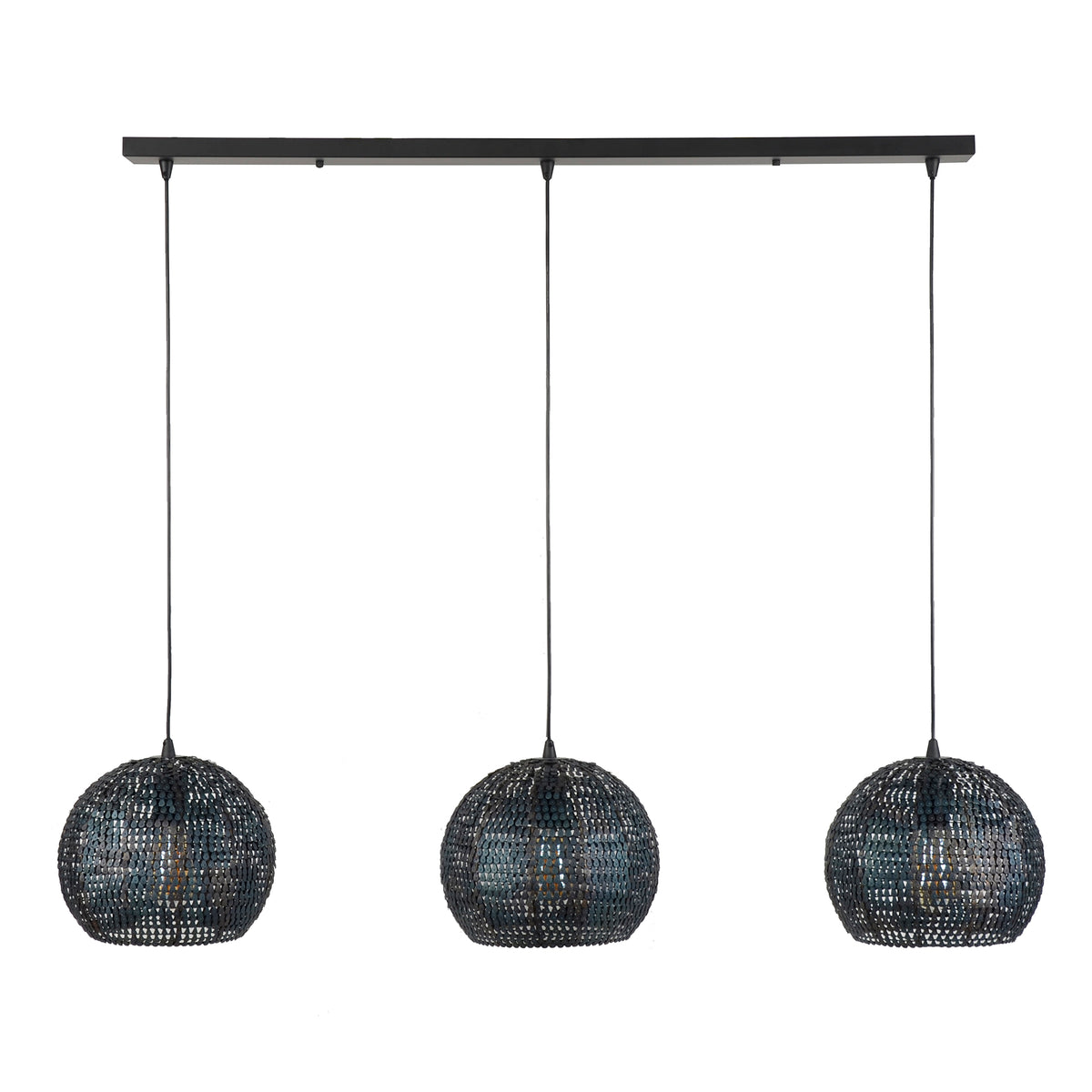 Hanglamp Armor Orb zwart bruin - 3-lichts, 128 cm breed
