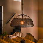 Pendant lamp Armor black brown - 1-light, diameter 80 cm