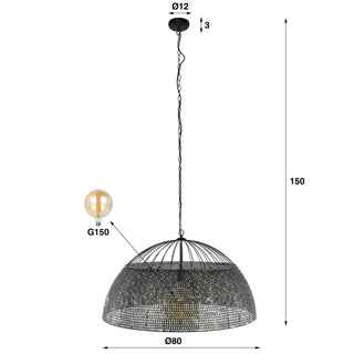 Pendant lamp Armor black brown - 1-light, diameter 80 cm