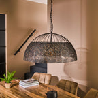 Pendant lamp Armor black brown - 1-light, diameter 80 cm