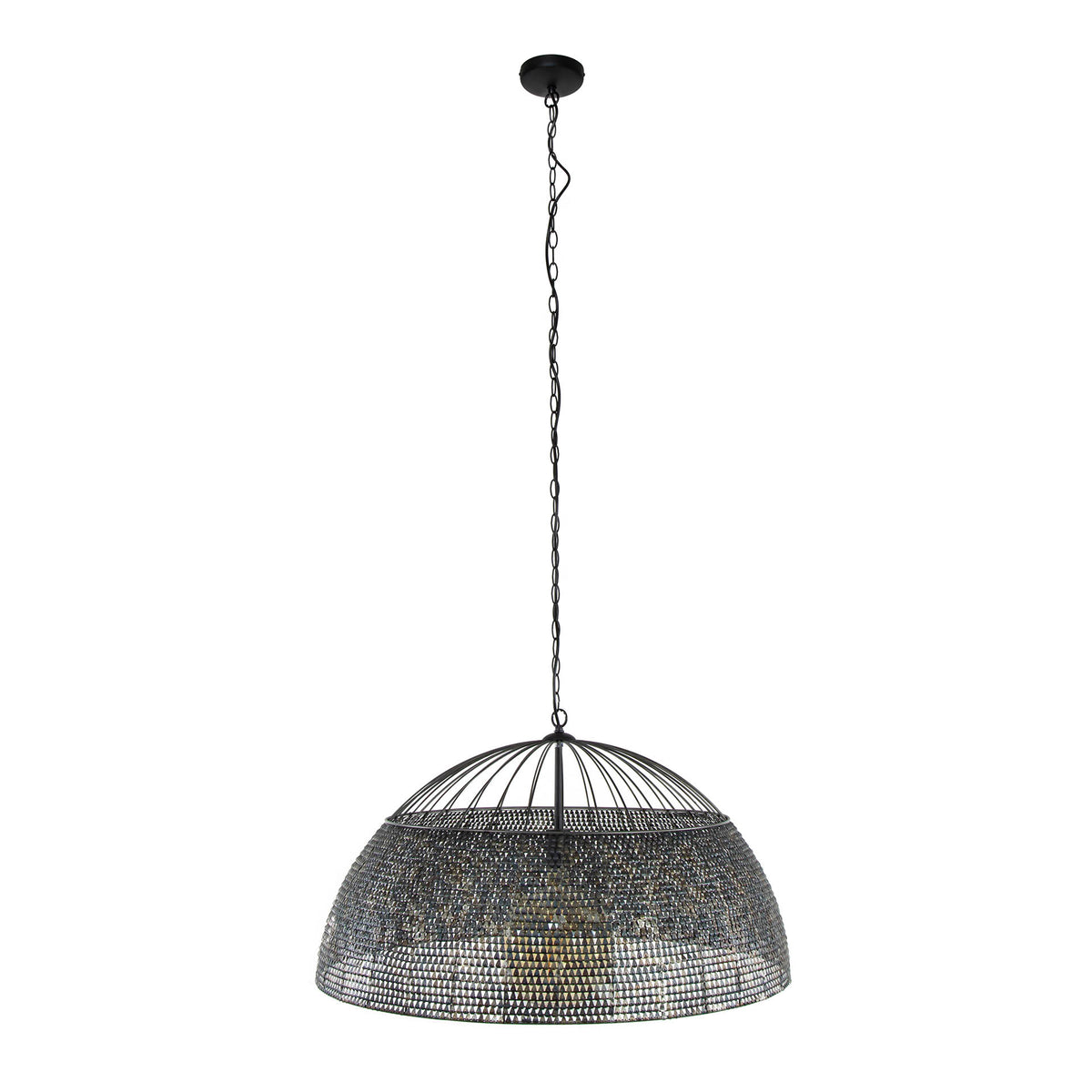 Pendant lamp Armor black brown - 1-light, diameter 80 cm