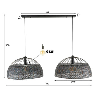Suspension Armor Open brun noir - 2 lumières, diamètre 60 cm