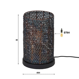 Tafellamp Armor Tube zwart bruin - 1-lichts, 30 cm hoog