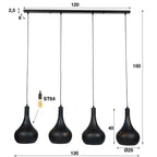 Hanglamp Punch Cone zwart bruin - 4-lichts, 130 cm breed