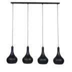 Hanglamp Punch Cone zwart bruin - 4-lichts, 130 cm breed