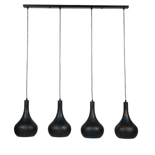 Hanglamp Punch Cone zwart bruin - 4-lichts, 130 cm breed