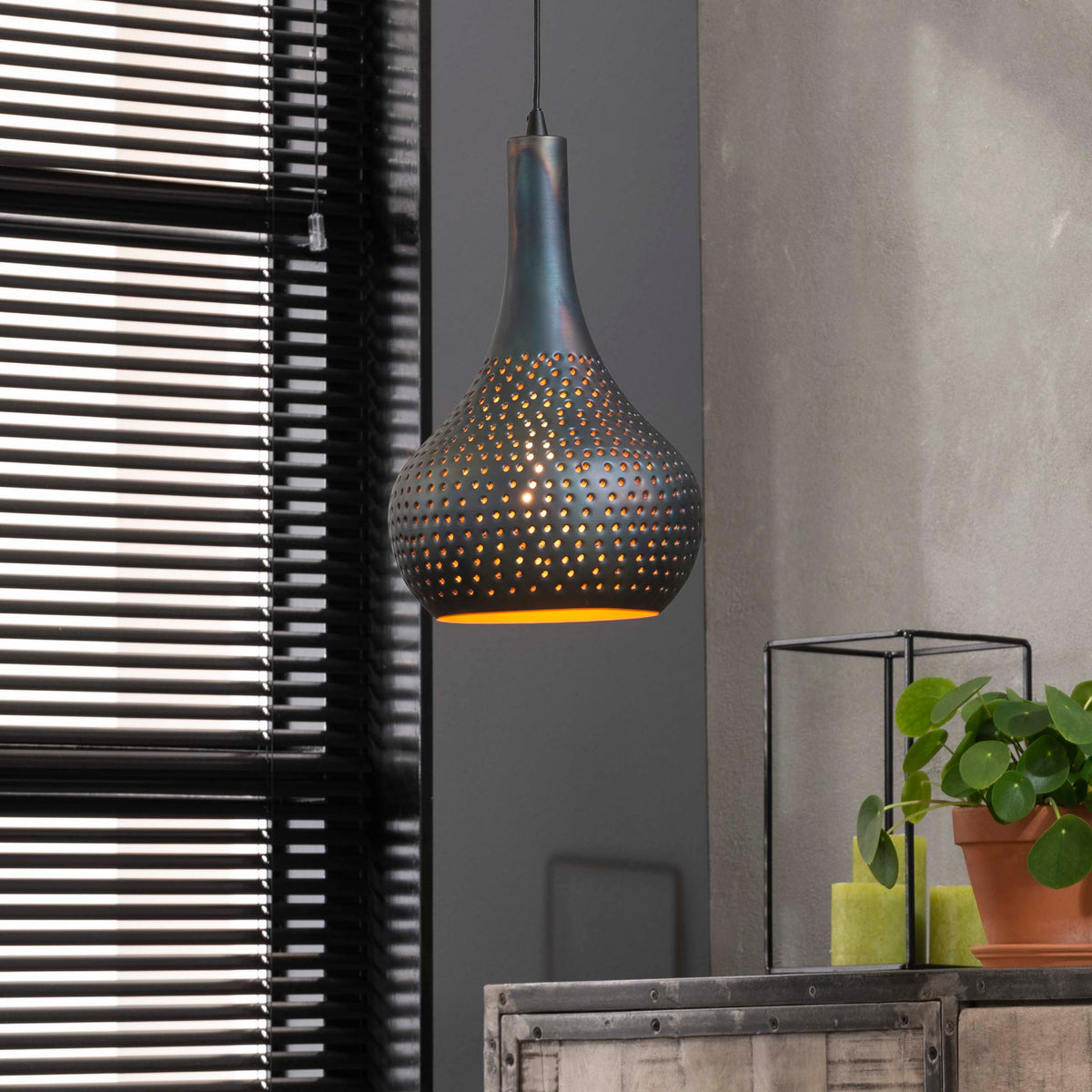 Pendant lamp Punch Cone black brown - 1-light, diameter 25 cm