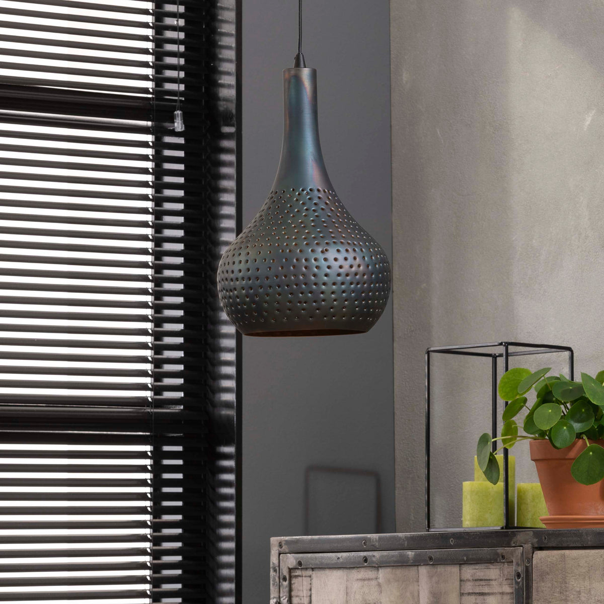 Pendant lamp Punch Cone black brown - 1-light, diameter 25 cm