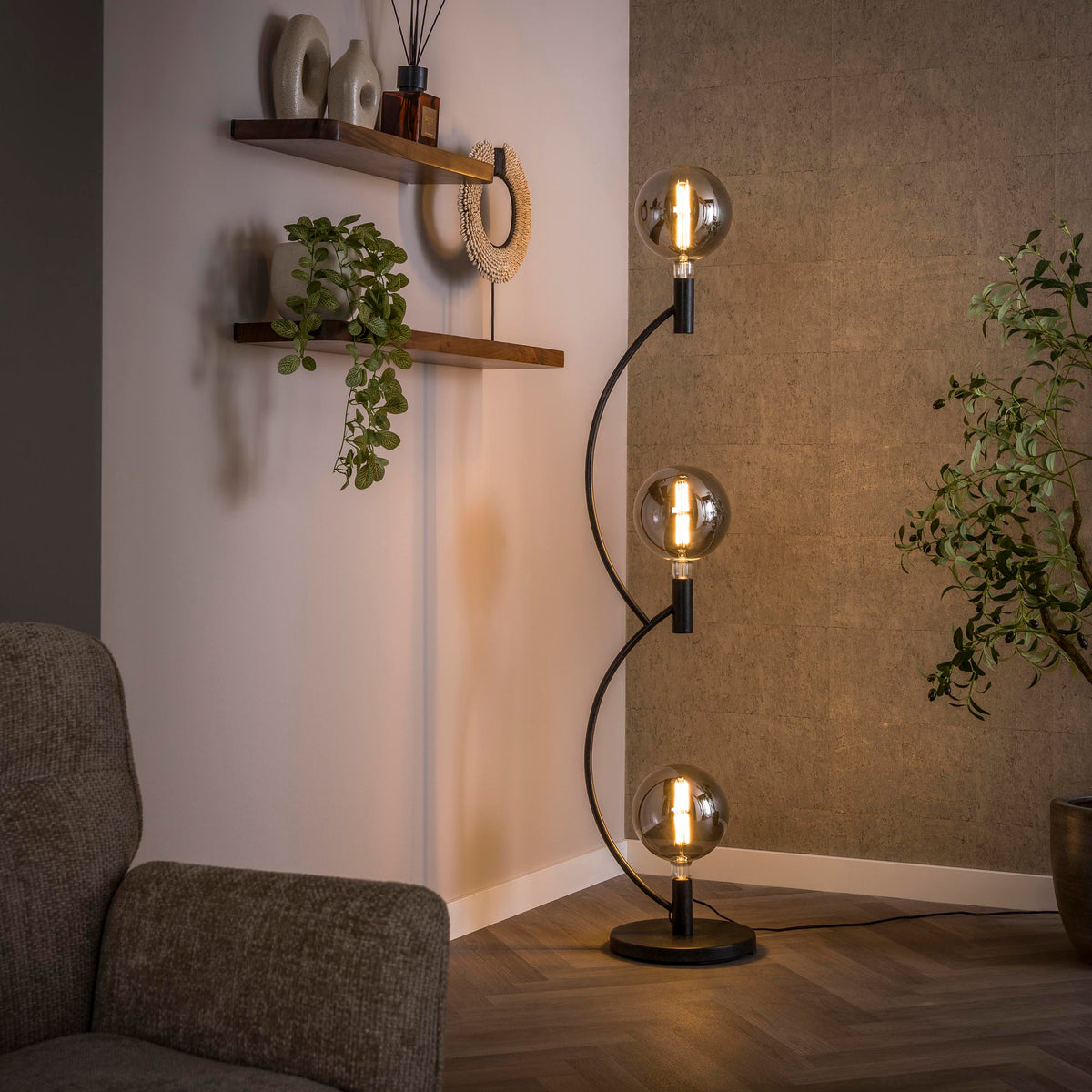 Floor lamp Arcus artic black - 3-light, 160 cm high