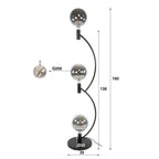 Lampadaire Arcus noir artic - 3 lumières, hauteur 160 cm