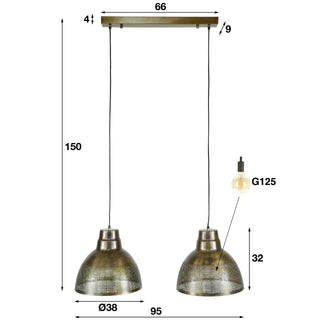 Pendant lamp Screen antique bronze - 2-light, 95 cm wide