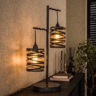 Table lamp Spindle slate grey - 2-light, 70 cm high