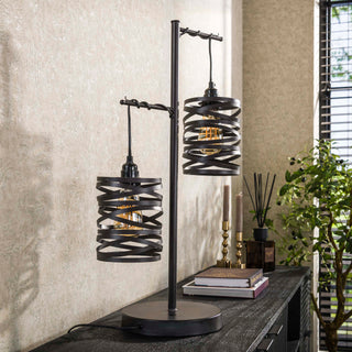 Table lamp Spindle slate grey - 2-light, 70 cm high