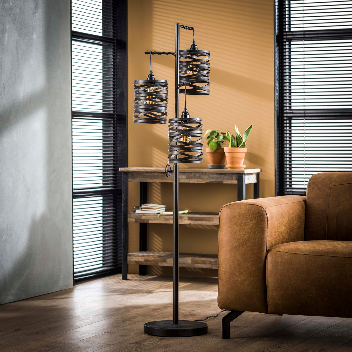 Floor lamp Spindle slate grey - 3-light, 150 cm high