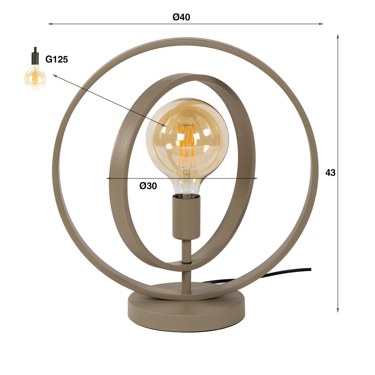 Table lamp Turn Around beige - 1-light, 43 cm high