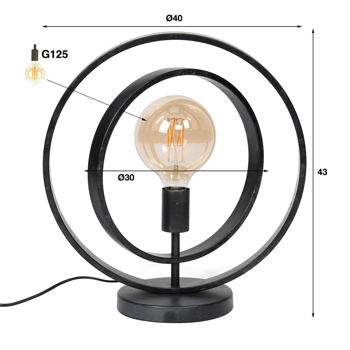 Table lamp Turn Around anthracite - 1-light, 43 cm high