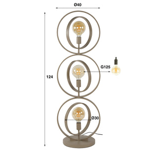 Lampadaire Turn Around beige - 3 lumières, hauteur 124 cm
