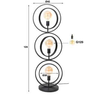 Lampadaire Turn Around anthracite - 3 lumières, hauteur 124 cm