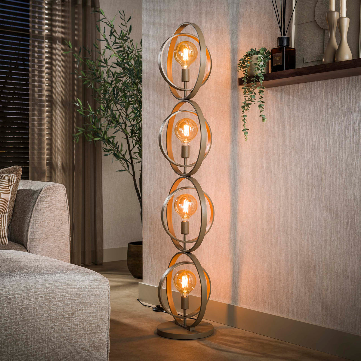Floor lamp Turn Around beige - 4-light, 163 cm high