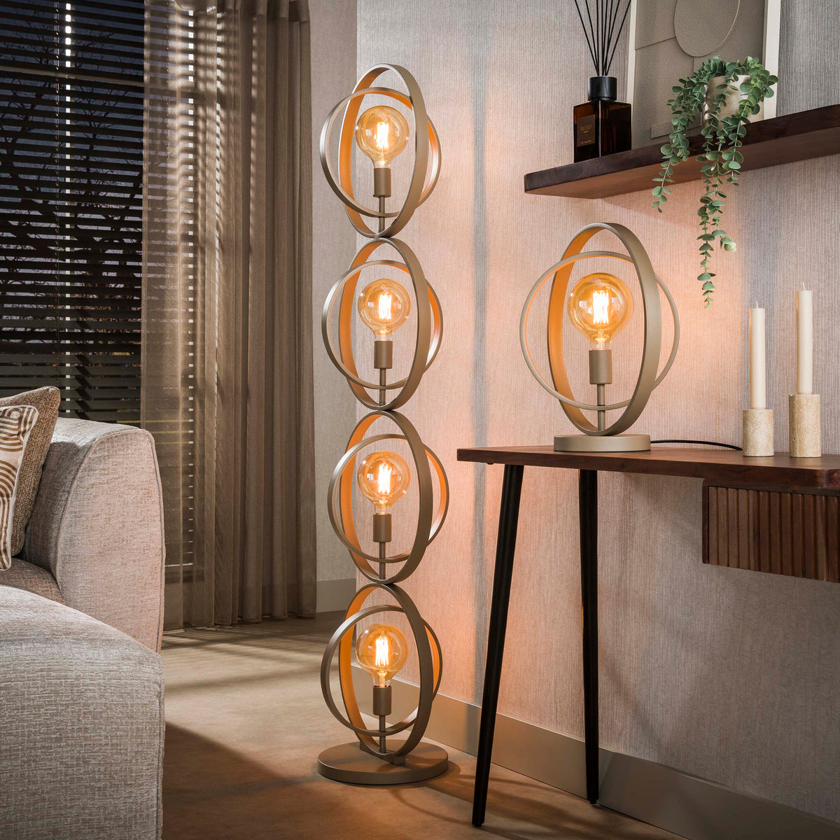 Floor lamp Turn Around beige - 4-light, 163 cm high