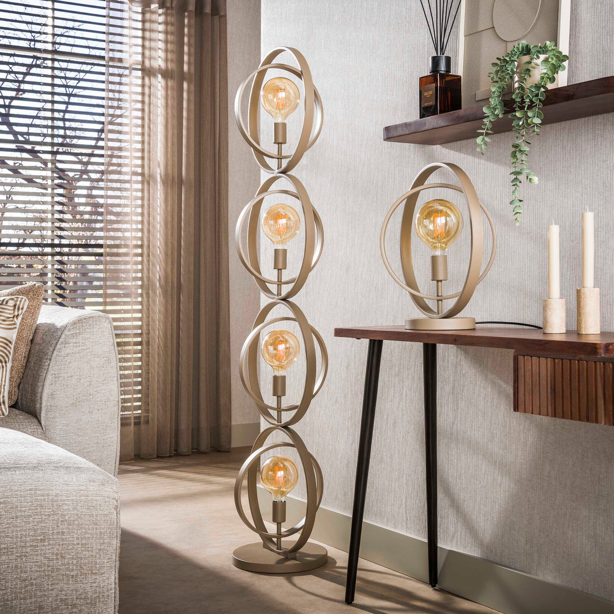 Floor lamp Turn Around beige - 4-light, 163 cm high