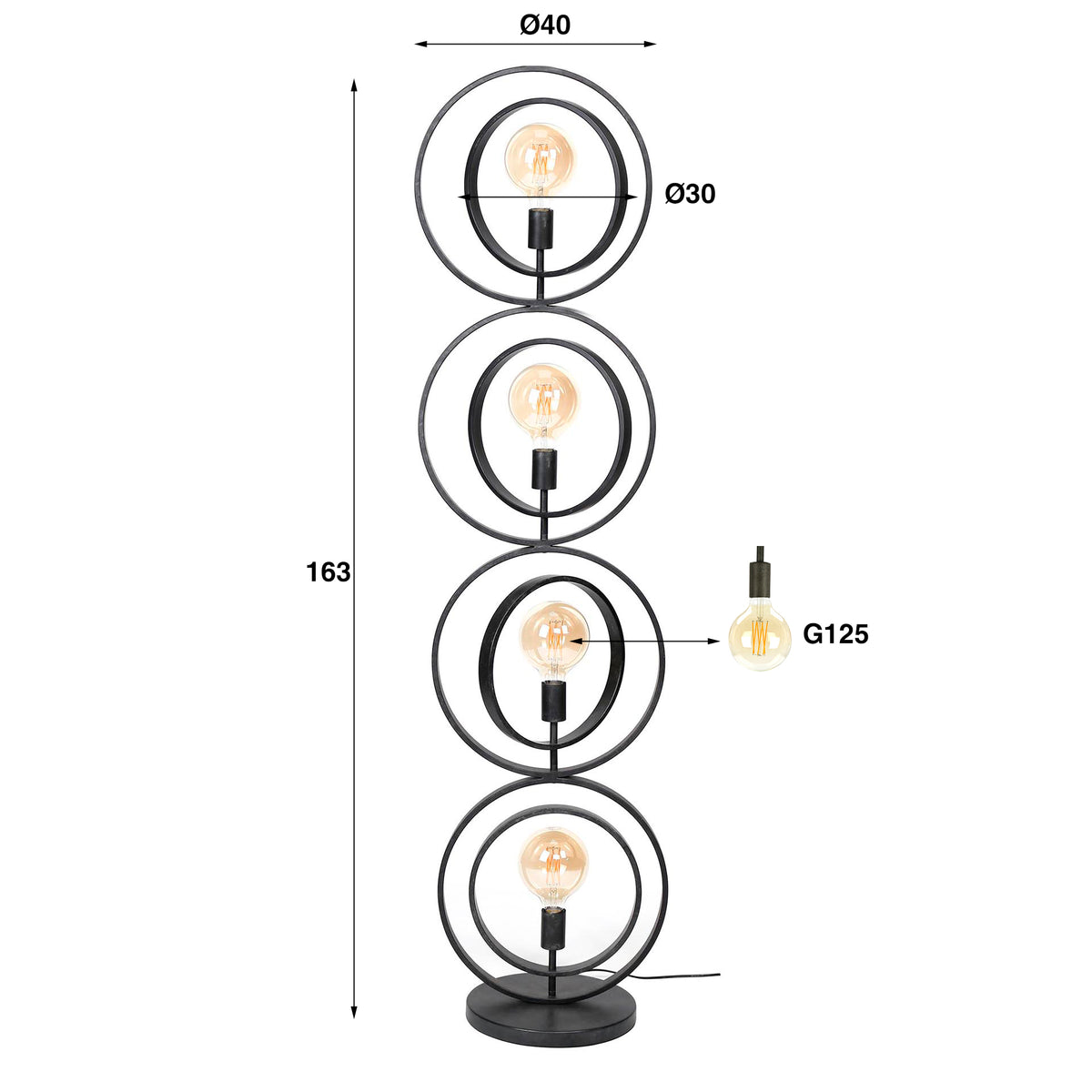 Floor lamp Turn Around anthracite - 4-light, 163 cm high