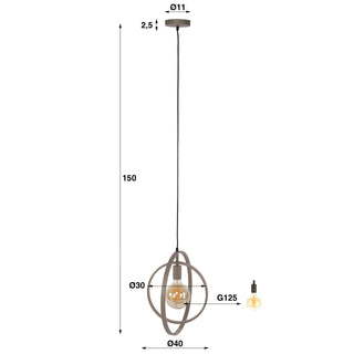 Suspension Turn Around beige - 1 lumière, largeur 40 cm