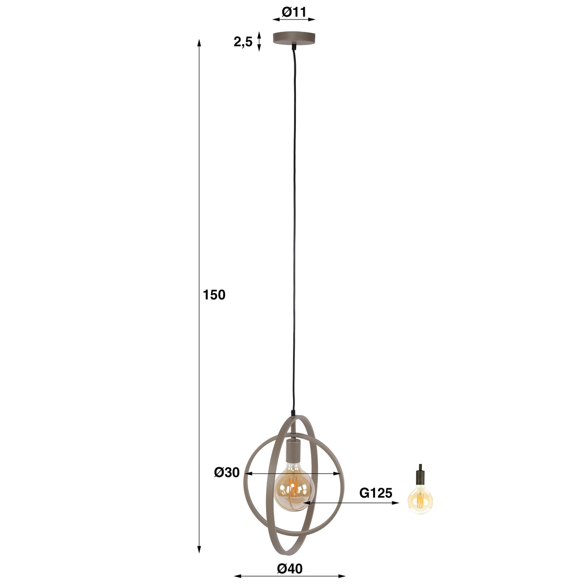 Pendant lamp Turn Around beige - 1-light, 40 cm wide
